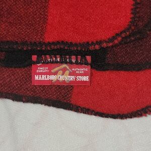 Vintage Marlboro Country Store Red Plaid Buffalo Wool Blanket NWOT